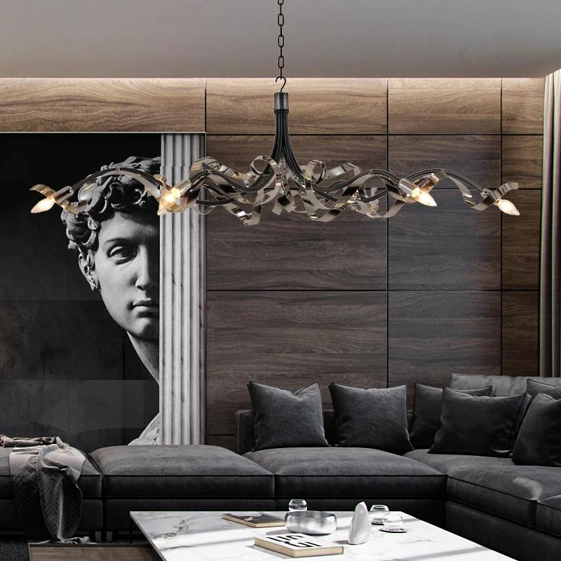 Postmodern Luxury Living Room Dining Room And Creative Stainless Steel Model Room Lighting Fixtures Minimalist Chandeliers