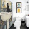 Black Cat Shower Curtain, Funny Cat Sit On The Wash Basin Bathroom Waterproof Curatin, Cute Animal Bathing Curatin