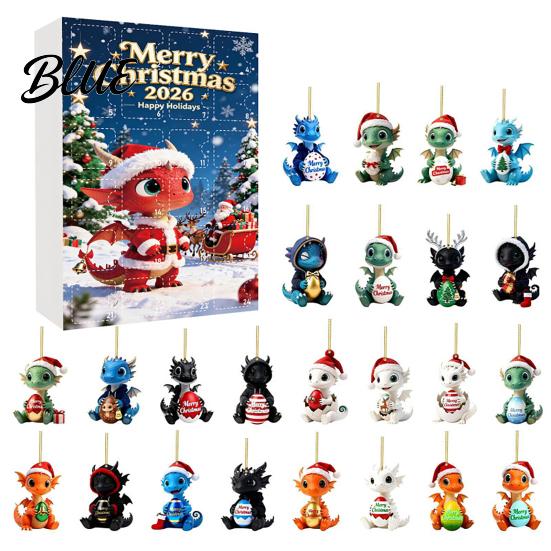 Festive Desktop Table Decor 2026 Dragon Advent Calendar 24 Days Funny Baby Figures Christmas Countdown Cute for Tree 2D Acrylic Cartoon Ornaments
