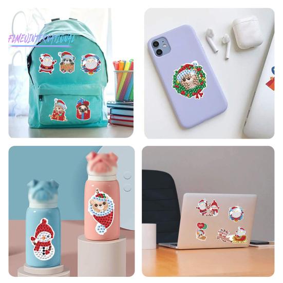 1 Set Diamant-Malerei-Aufkleber zum Selbermachen, Cartoon-Muster, Weihnachten, Strass-Aufkleber-Set für Urlaubsdekoration