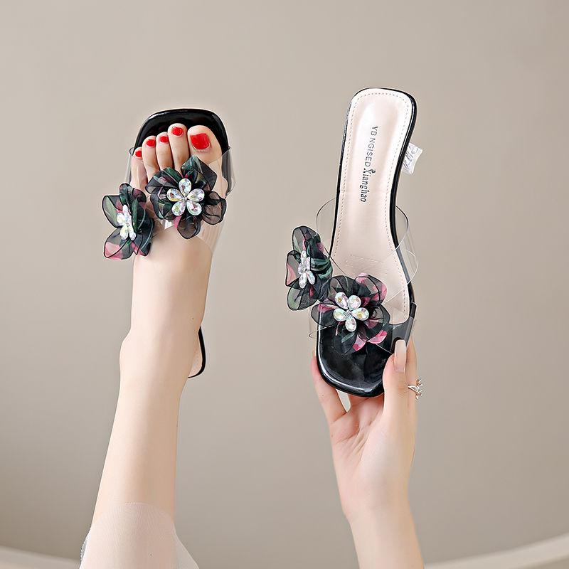 

Fashion Woman Slippers Sexy Clear Sandals Heeled Open Toe Shoes for Women Unique Wholesale Chic and Elegant Cheap Liquidation 39 Slides 35