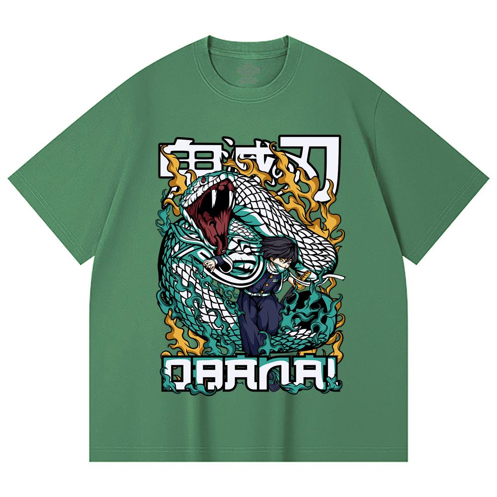 230 g/m² 100 % Baumwolle Demon Slayer V103 Obanai Druck Unisex Schweres Baumwoll-T-Shirt