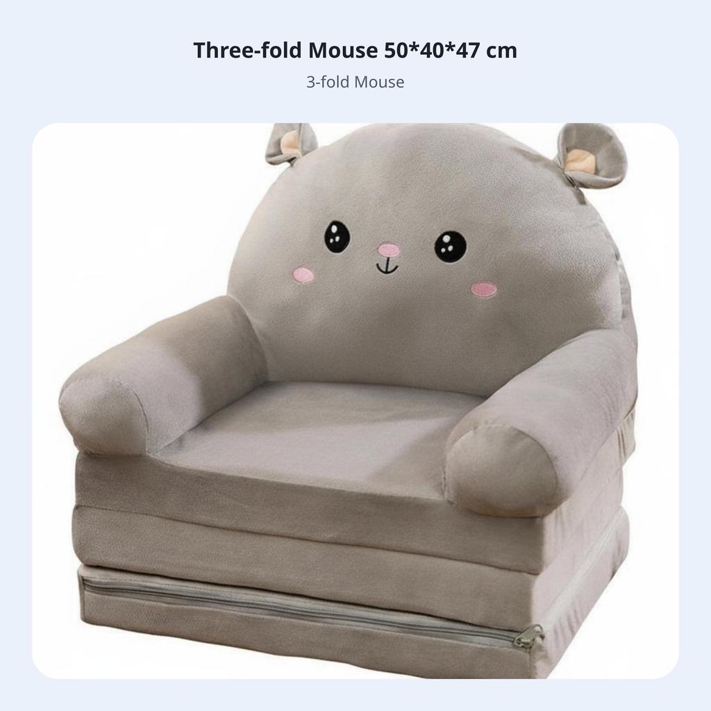Transformable Flip-Open Sofa Foldable Transformable Flip-Open Lounger Cartoon Character Design Soft Fabric for Children, Bedroom