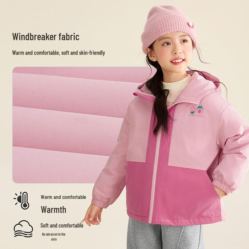 Girls' Color-Blocked Hooded Winter Windbreaker