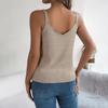 Damen T-Shirt mit V-Ausschnitt, ärmellos, einfarbig, für Damen, T-Shirt, Street-Strickmode