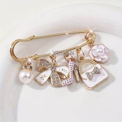 1PC Fashionable and Elegant Small Fragrant Style Alloy Pin Exquisite Coat Brooch Accessories Anti-light Fixed Waistband Pendant Pendant