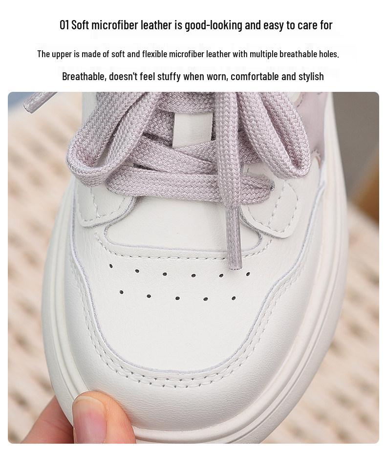 Girls' White Skate Sneakers - Soft Sole, Low-Top, Fashion Casual Shoes for Kids, 2026 Spring/Autumn Collection.