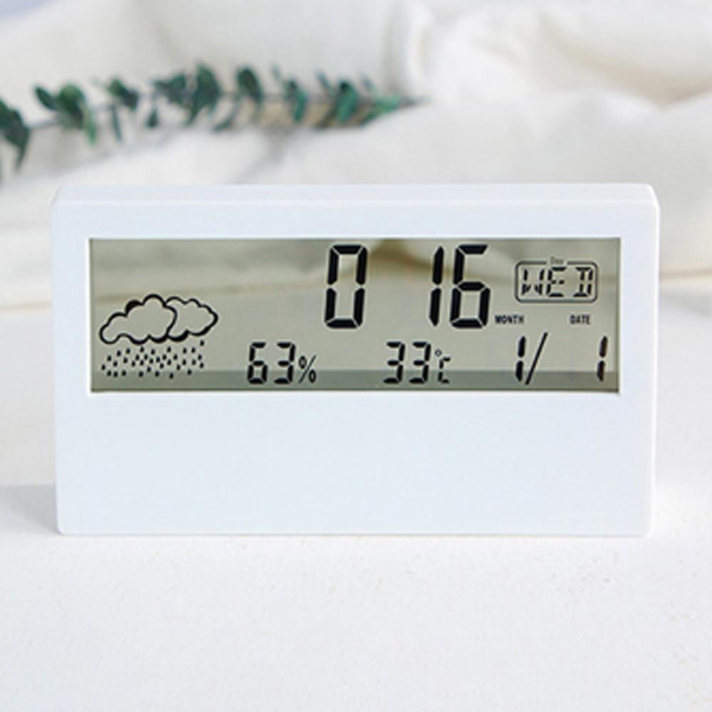 Digital Alarm Clock Transparent Desk Clock with Date, Temperature, Humidity, Small Table Clock with