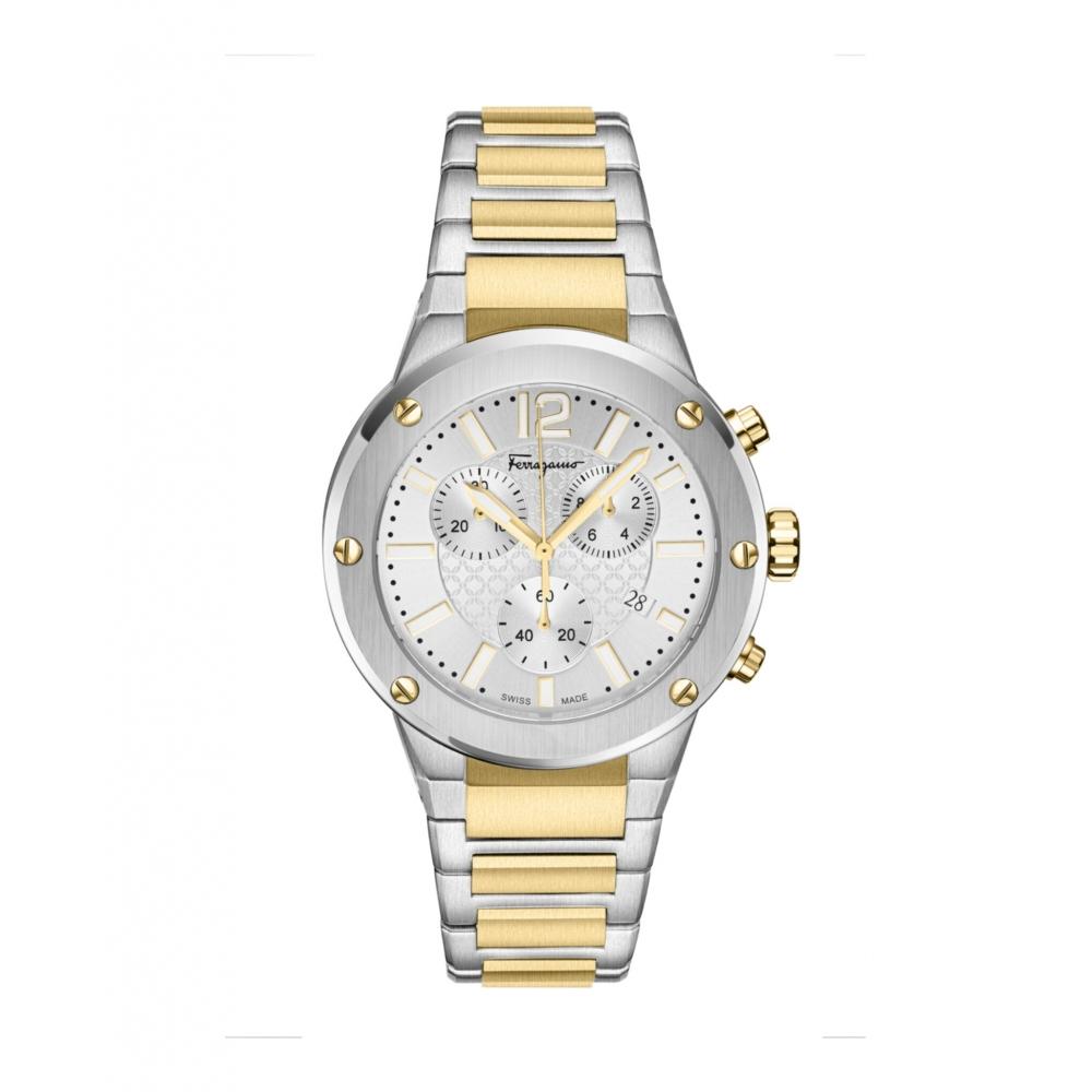 

Salvatore Ferragamo F 80 Chrono Bracelet Watch Two Tone Two Tone Silver