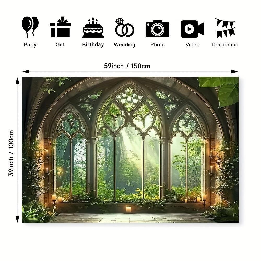1 piece of gothic forest, gothic cathedral window, polyester fiber photograph background, decorative banner