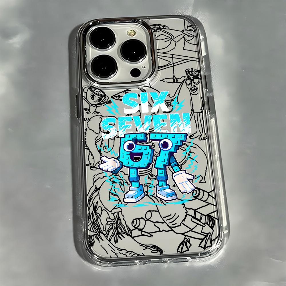 Luxury Six Seven 67 Phone Case For iPhone 17e 17 16e 16 15 14 13 12 11 Mini Pro Max X XR XSMAX Air Plus Transparent Soft Cover