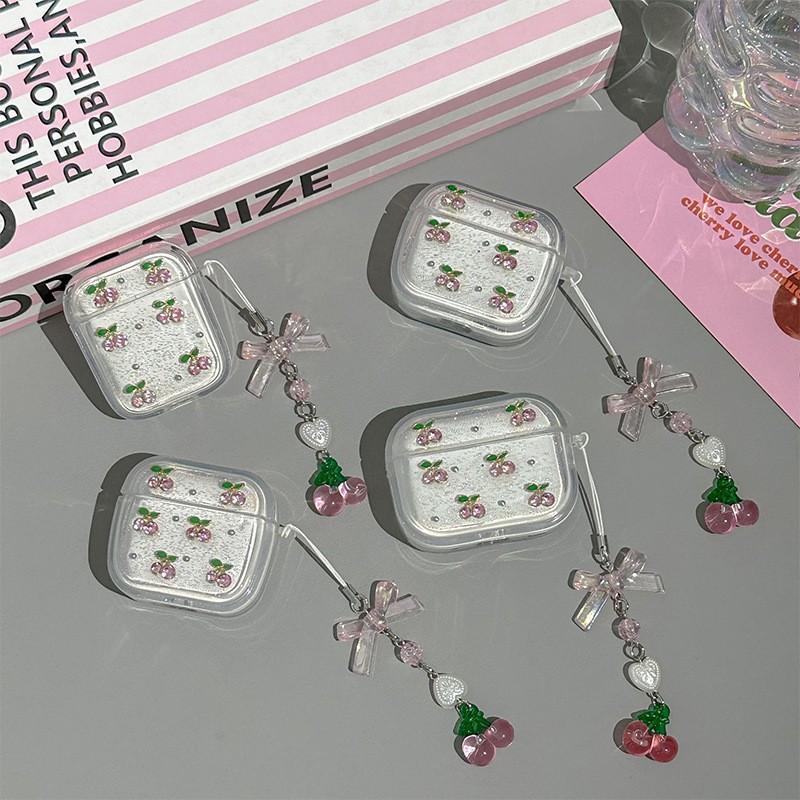 

Bow Pendant Rhinestone Cherry Suitable AirPods 4 Apple Bluetooth Earphone Protective Case Spro3 AirPods Pro 3