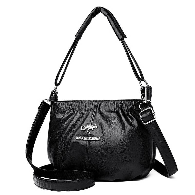 

Женская универсальная сумка через плечо с косым ремнем, для поездок на работу, ретро-сумка для мамы, высококлассная сумка-ведро, кроссбоди, летняя женская чёрный