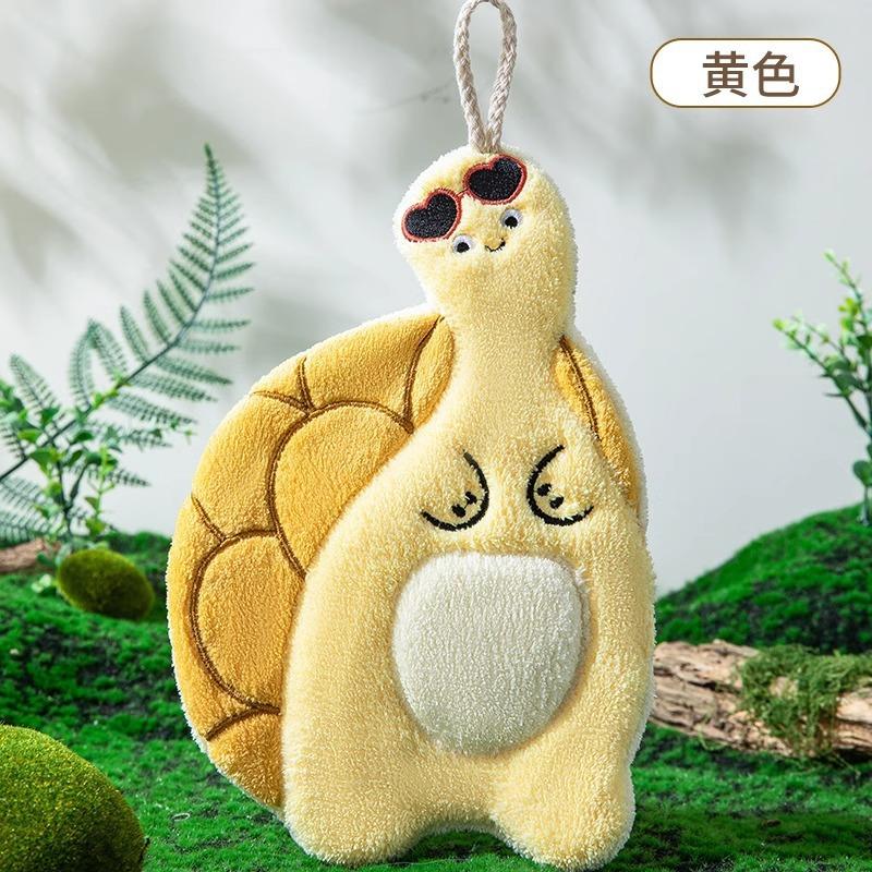 Bathroom Turtle Cartoon Creative New Hanging Coral Fleece Thickened Super Absorbent Kitchen Children's Towel Hand Towel