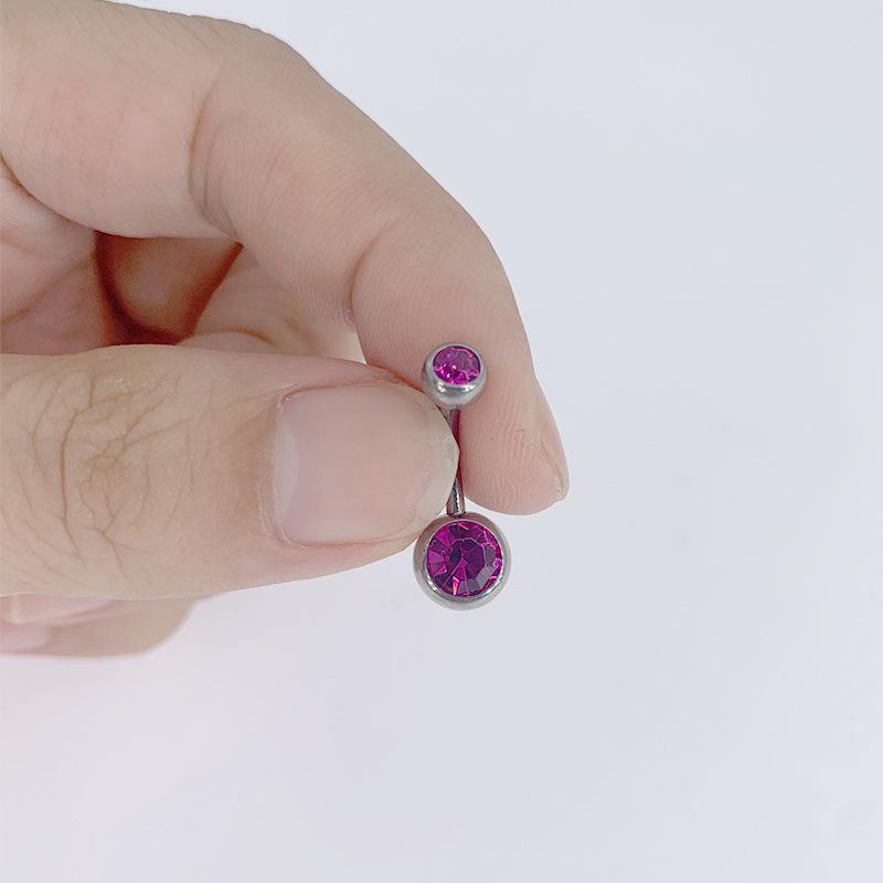 Titane G23 14G Anneau de nombril double zircon Bijoux de piercing