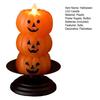 Halloween Flameless Candle Stacked Jack-O'-Lantern LED Candle Light-up Pumpkin Ghost Candle Lamp for Mantel Shelf Dining Table