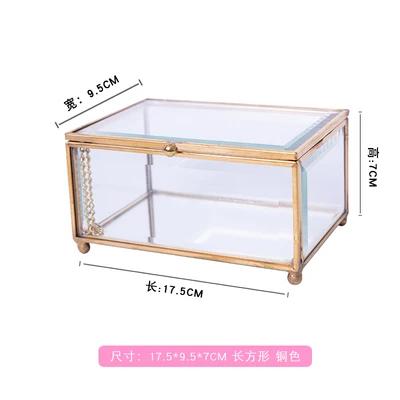 BRCreative Nordic style Home Dressing table organization Glass jewelry storage box Retro decoration Jewelry display TransparentEY