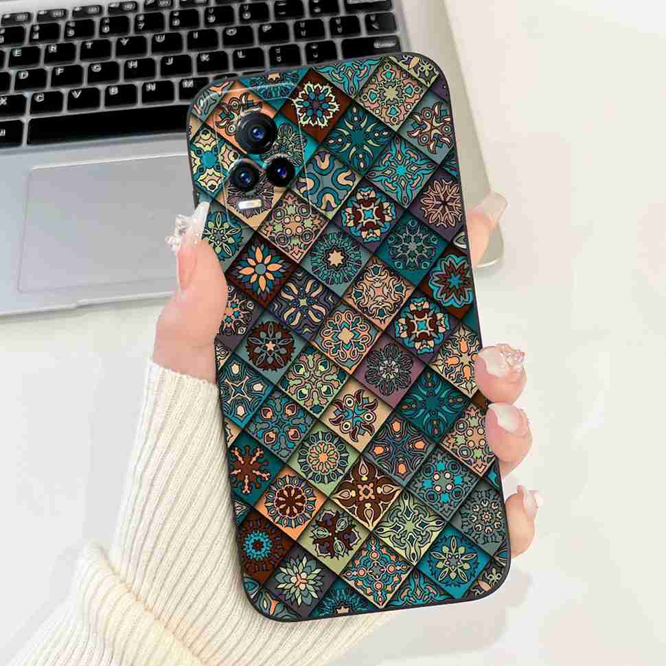 For Vivo V21e 4G V2061 6.44" Case Fashion Painting Soft Silicone TPU Cover For Vivo Y73 2021 V2059 Luxury Flower Cat Phone Cases