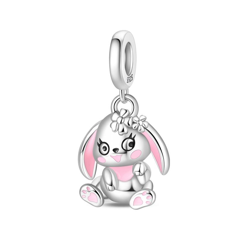 925 Silver The Easter Egg Pendant Can Be Opened Rabbit Charms Bead Fit Original Pan Bracelets Women DIY Fine Jewelry Party Gift