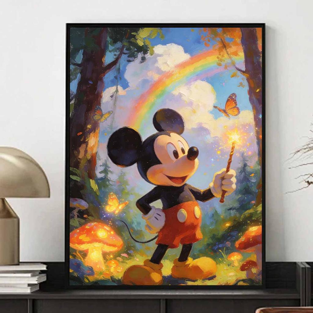 Disney Mickey Mouse Rainbow Magic Wand Butterfly Diamond Painting Art Kit Mosaic Handmade Diy Gift Home Decor
