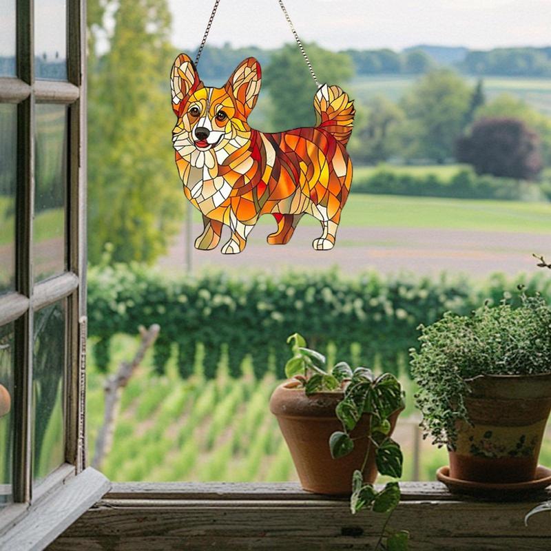 Hundskylt Solfångare Väggskylt 2D Akryl Fönsterhängare för Hem Rum Trädgård Djurprydnad