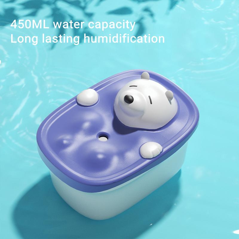 450ml Lovely Bath Bear Air Humidifier Usb Charging 2000mah Battery Powered Wireless Ultrasonic Cool Mist Maker Water Diffuser