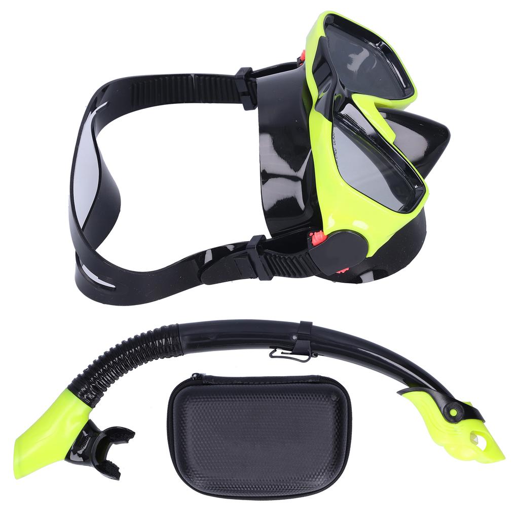 Snorkeling AntiFog Goggles Set Diving Glasses with Full Dry Snorkel for Kids Adults(Blue GogglesSnorkel )