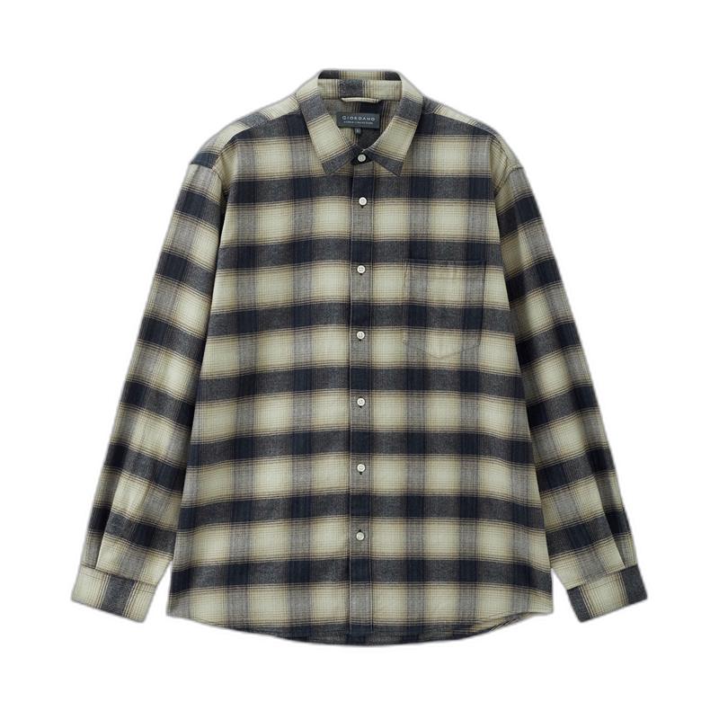 Мужская фланелевая клетчатая рубашка с длинным рукавом Giordano L