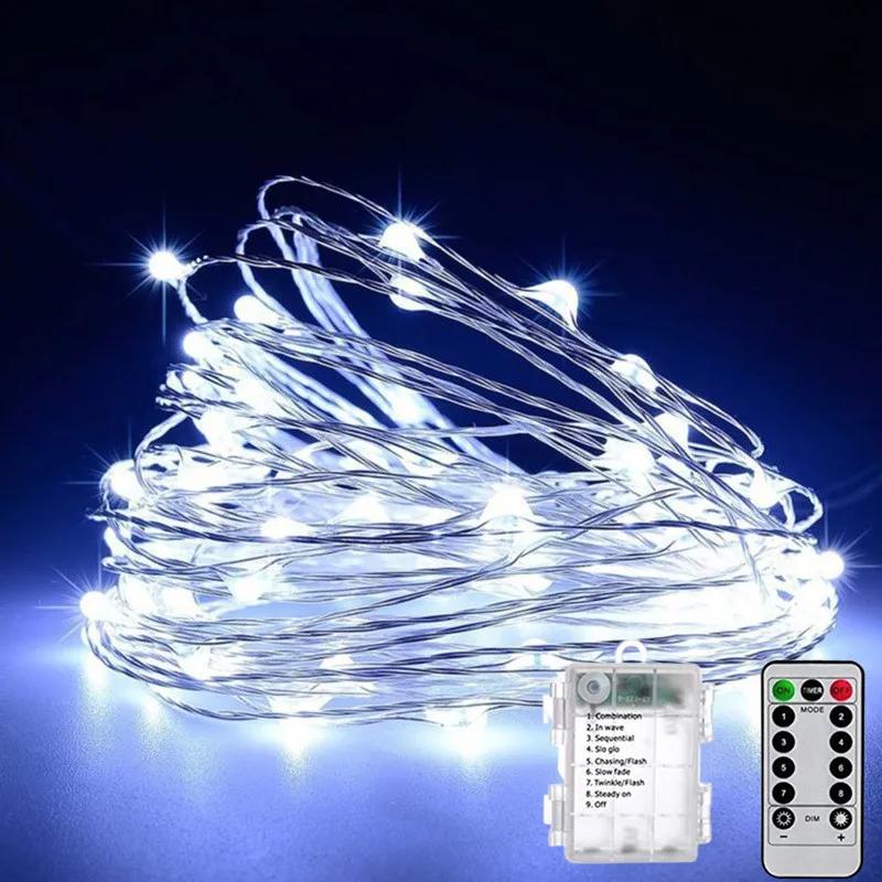 LED Fairy String Lights Battery Powered Remote Control 8 Modes Waterproof Garland for Birthday Wedding Party Garden Home Decor