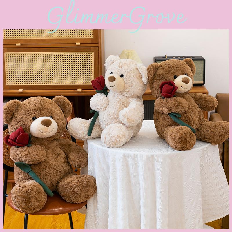 Bear Doll Teddy Plush Toy With Roses Decorate For Birthday Presents And Collect