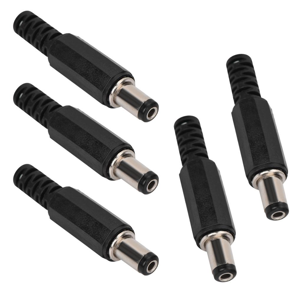 5pcs 2.1mm x 5.5mm Male DC Power Plug Jack Coaxial Connector Adapter