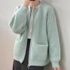 Double Zipper Solid Color Sweater Cardigan Women's Loose Casual Knitted Jacket
