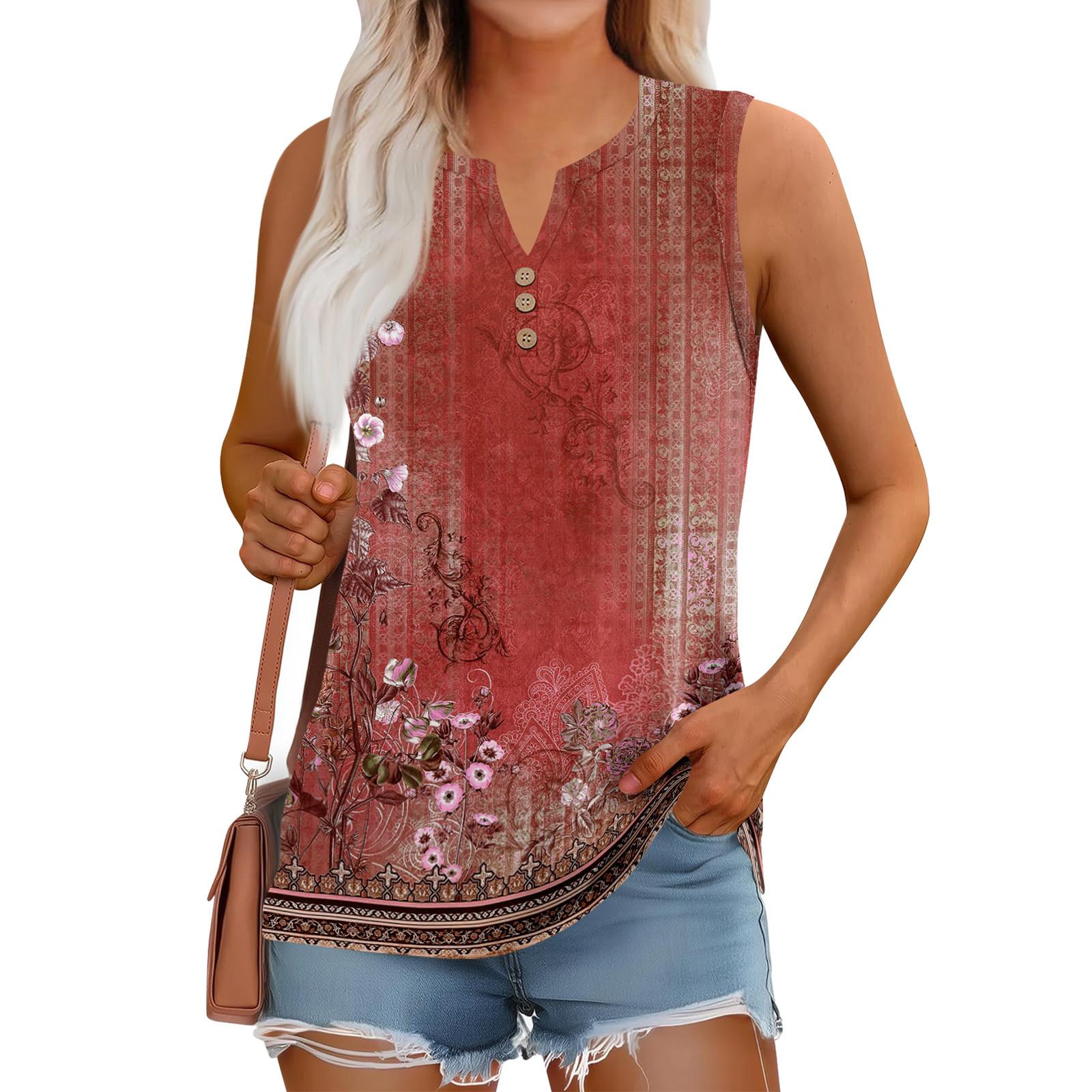 

Женский летний жилет, свободный, однотонный, с пуговицами, V-образным вырезом, повседневная рубашка без рукавов XXL винный