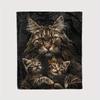 Maine Coon Cat Family Print Flannel Throw Blanket Super Soft Warm Blanket for Sofa Bed Cat Lover Pet Home Decor Gift