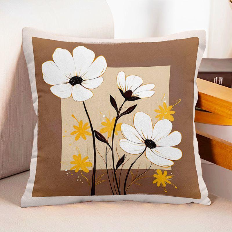 Simple Art Pattern Square Polyester Pillowcase, Sofa Living Room Decorative Cushion Cover, Bedroom Bedside Pillow Cover