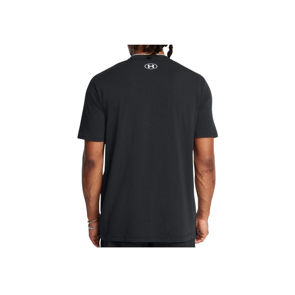 Under Armour Miękki sweter z okrągłym dekoltem, koszulka z krótkim rękawem, męskie topy, czarny 1386891-001