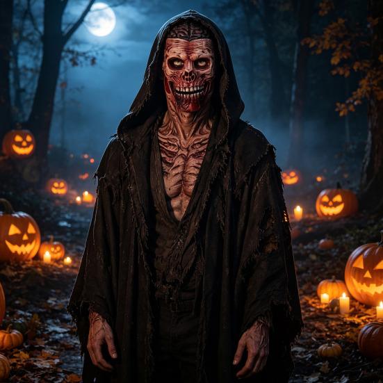 Full Head Masque with Neck Coverage Scary Zombie Masque, Adults Horror Latex Hood Creepy Cosplay Costume Accessories Realistic Skeleton Halloween for