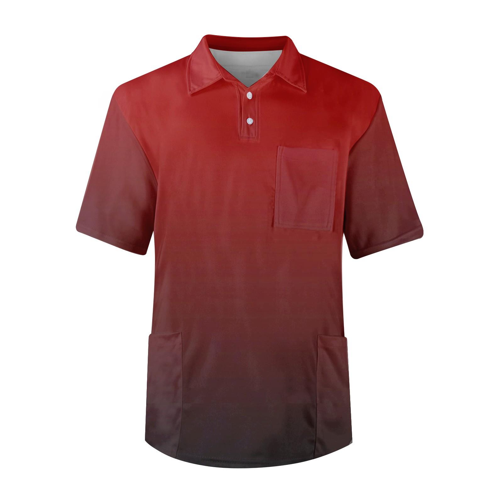 

Мужская футболка с коротким рукавом, пуговицами, лацканами, градиентным принтом, нагрудным карманом, Dry-nurse XL винный