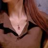 Elegant Red Pomegranate Water Drop Jewelry Set: Necklace, Earrings & Ring for Women