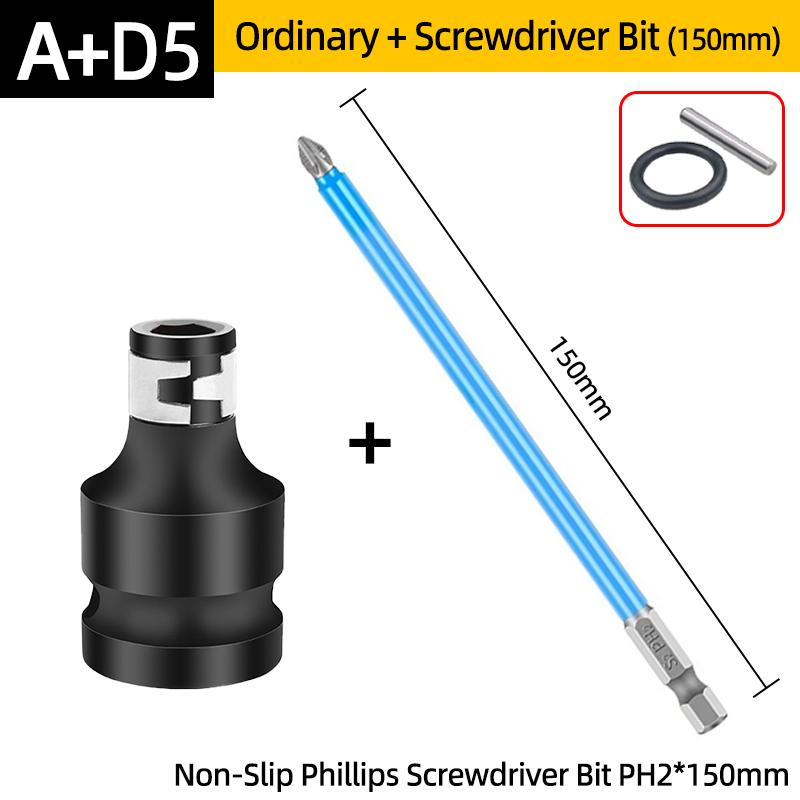 PH2 Phillips Screwdriver Bits Cross Head Magnetic 50/100/150mm Hand Tool 1/2” Square To 1/4” Hex Wrench Socket Adapter Converter