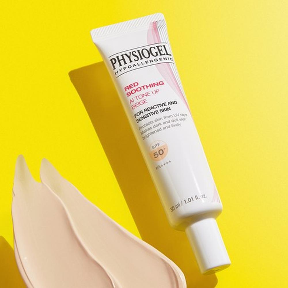 Physiogel Red Soothing AI Tone Up Beige Sunscreen SPF50+ PA++++ 30ml UV Protection Brightening, Korean