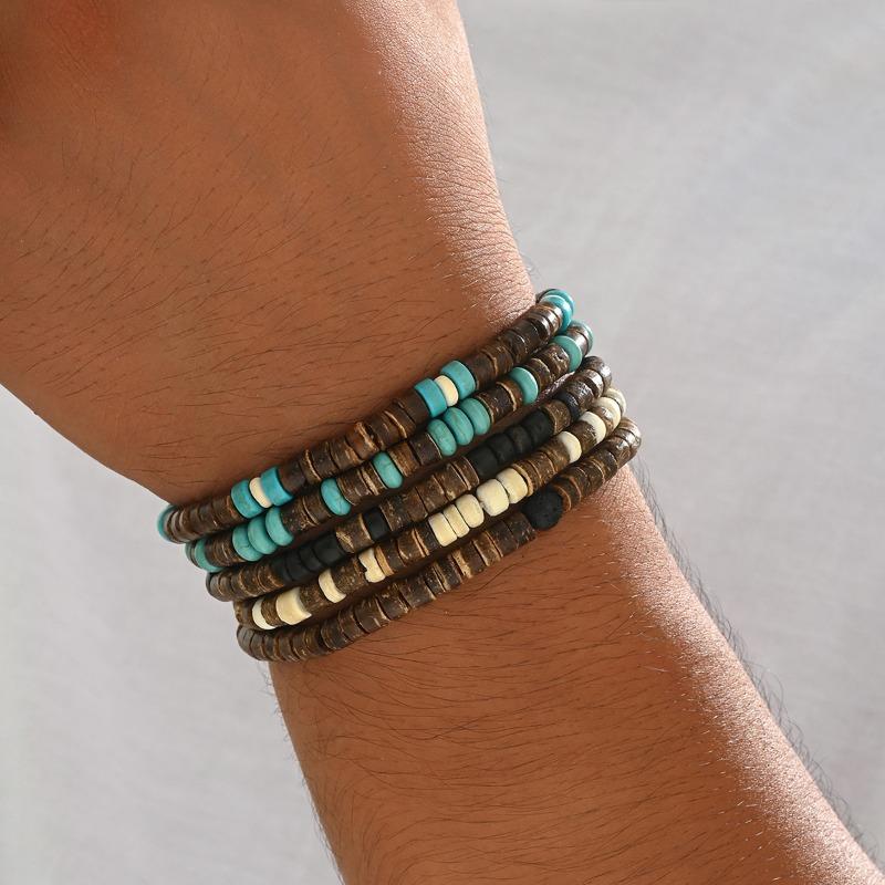 New Coconut Shell Turquoise Beaded Elastic Line Men's Bracelet Bracelet Bracelet