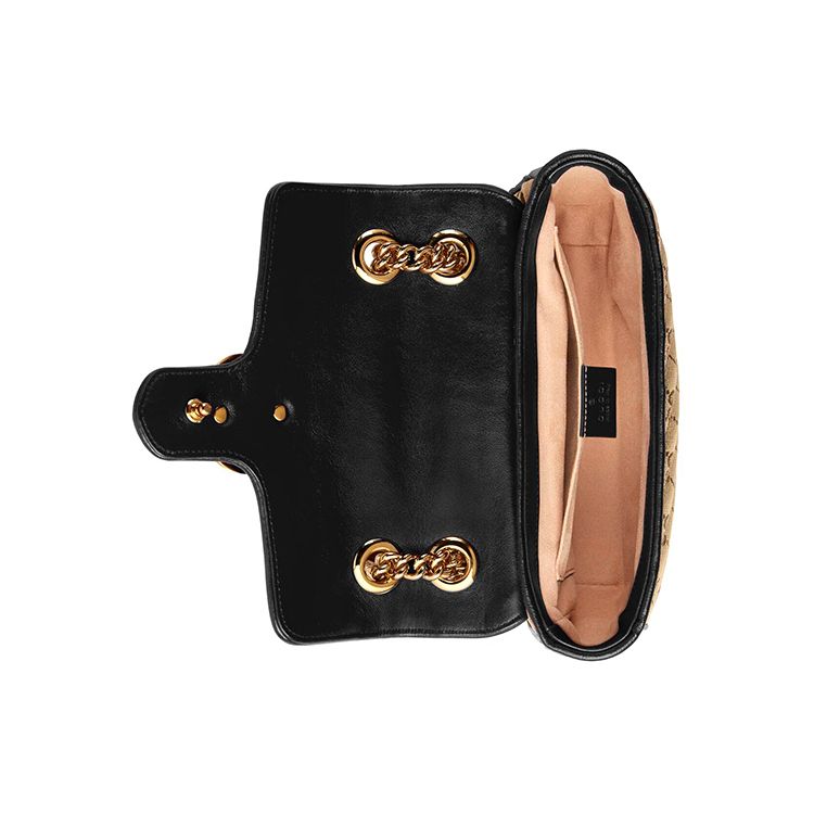 Gucci GG Marmont Mini Bag Beige Ebony/Nero Women Bags Tan 446744-HVKEG-9772