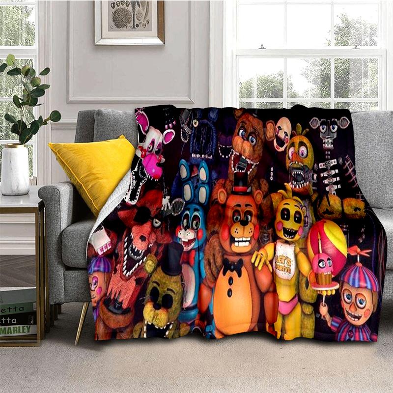 Horror Game F-FNAF Freddy Movie Flannel Blanket Soft Warm Throw Blanket for Bedroom Living Room Bed Travel Camping Picnic Gift
