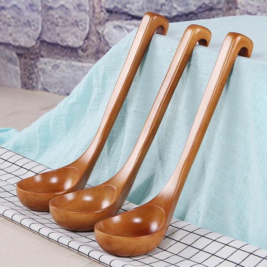 Wooden Soup Ladle Long Handle Hot Pot Spoon Oil Scoop Kitchen Cooking Utensil