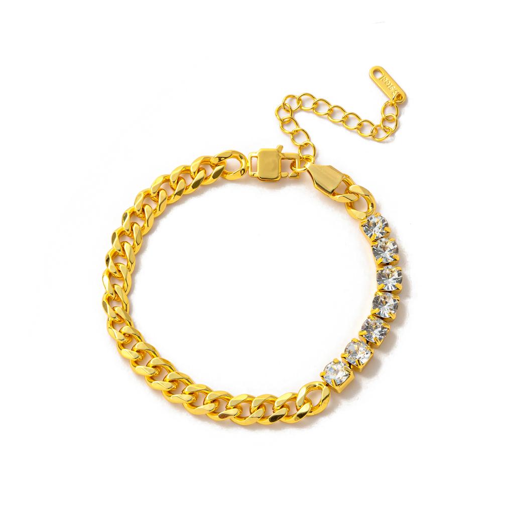 Titanium Steel Bracelet Fashion Personality Hip Hop Zirconium Necklace Furnace Vacuum Plating Gold Color Retention