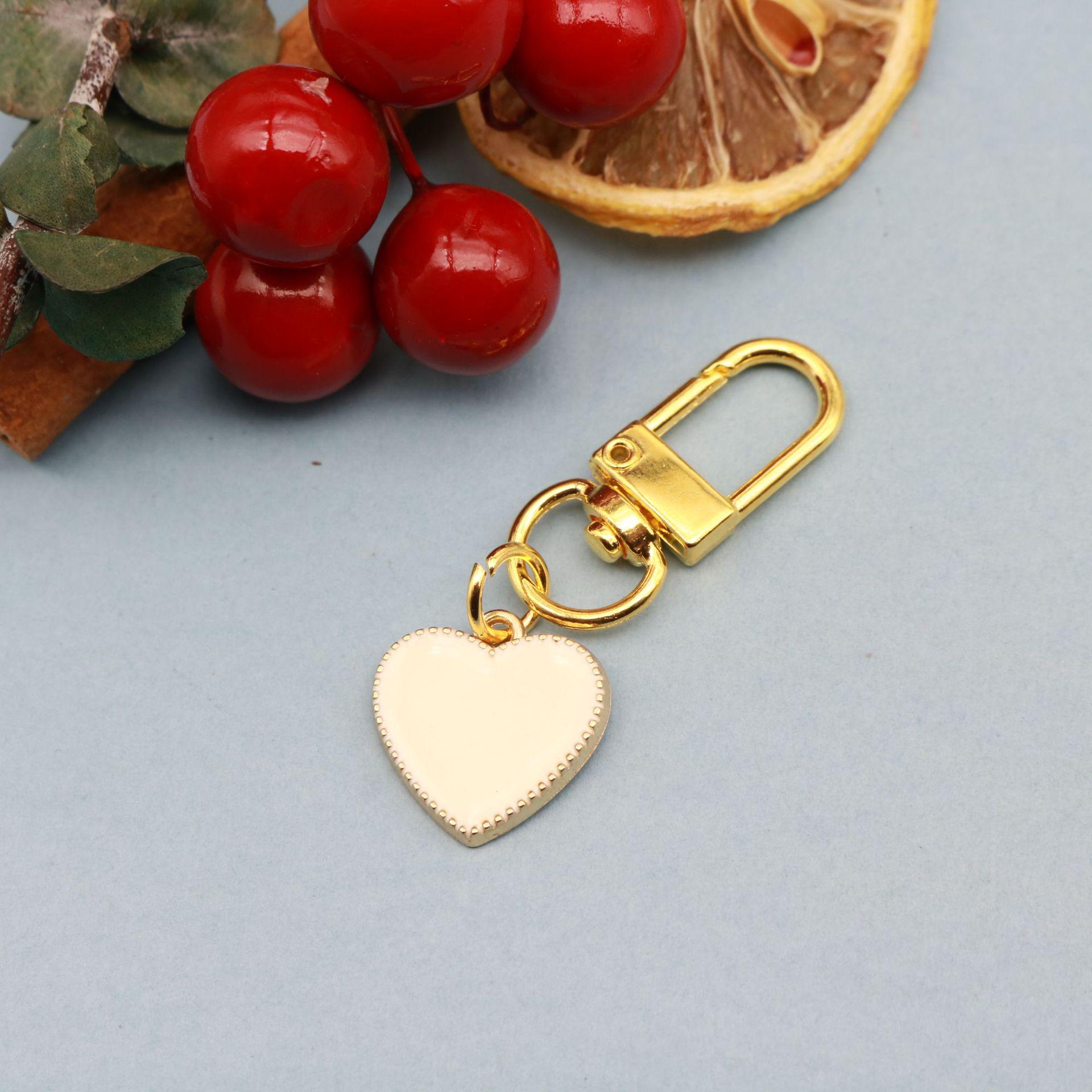 Heart-Shaped Geometric Enamel Couple Keychain