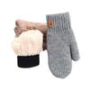 Women's Fleece-Lined Knitted Wool Christmas Gloves - Full-Finger, Double-Layer, Cold-Proof Mittens