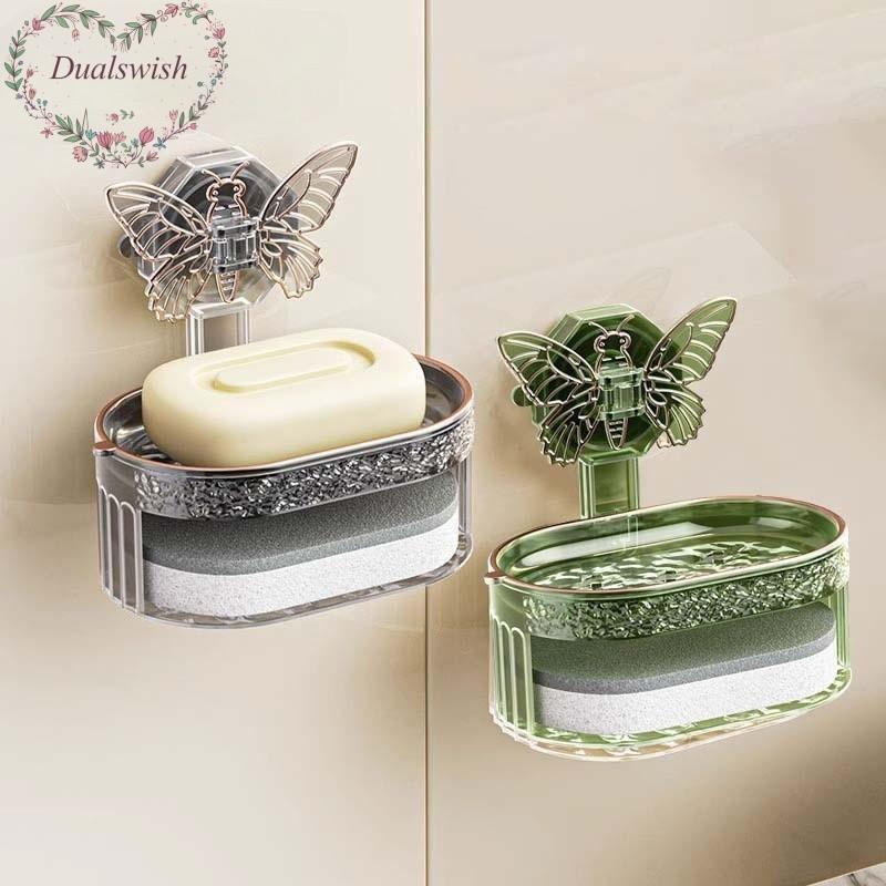 Kreative Wandmontierte Schmetterling Saugnapf Seifenbox Küche Badezimmer Toilette Abfluss Seifenaufbewahrungsbox Schwamm Seifenhalter Abflussbox