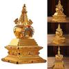 Traditional Tibetan Stupa Decoration with Pearls Relics Metal Buddhas Pagoda Statue for Meditations and Spiritual Decors